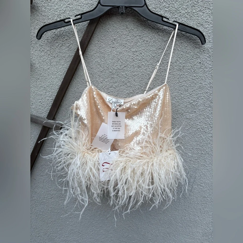 L’ Academie by Marianna Ceci Sequin Cami in Blush Nude New With Tags! - Picture 5 of 9